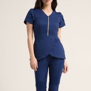 JAANUU navy blue tulip top